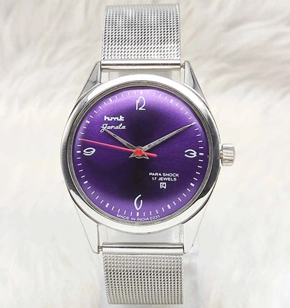 HMT Janata Purple Dial Watch - 17 Jewels, Men's Handwinding