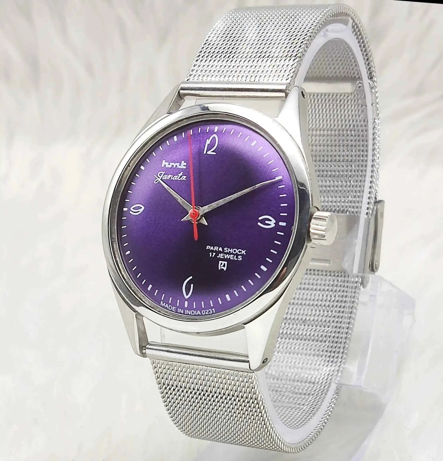 HMT Janata Purple Dial Watch - 17 Jewels, Men's Handwinding