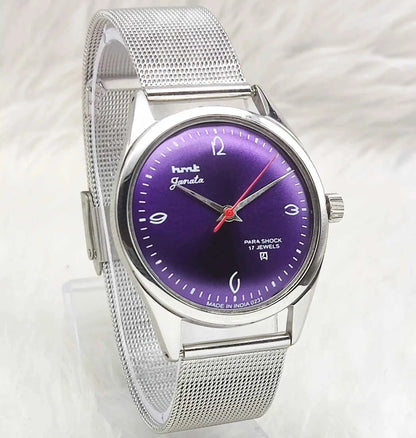 HMT Janata Purple Dial Watch - 17 Jewels, Men's Handwinding