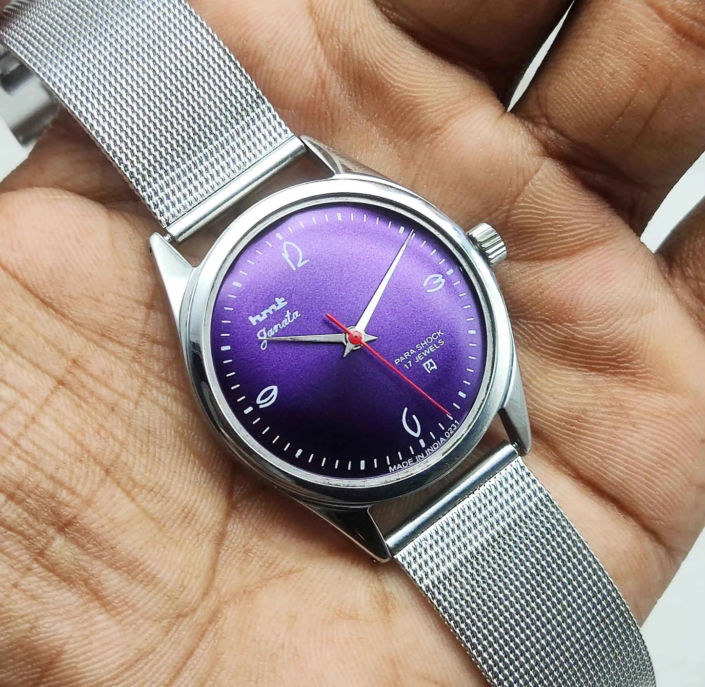 HMT Janata Purple Dial Watch - 17 Jewels, Men's Handwinding