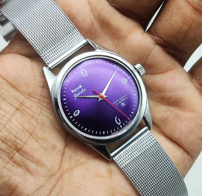 HMT Janata Purple Dial Watch - 17 Jewels, Men's Handwinding