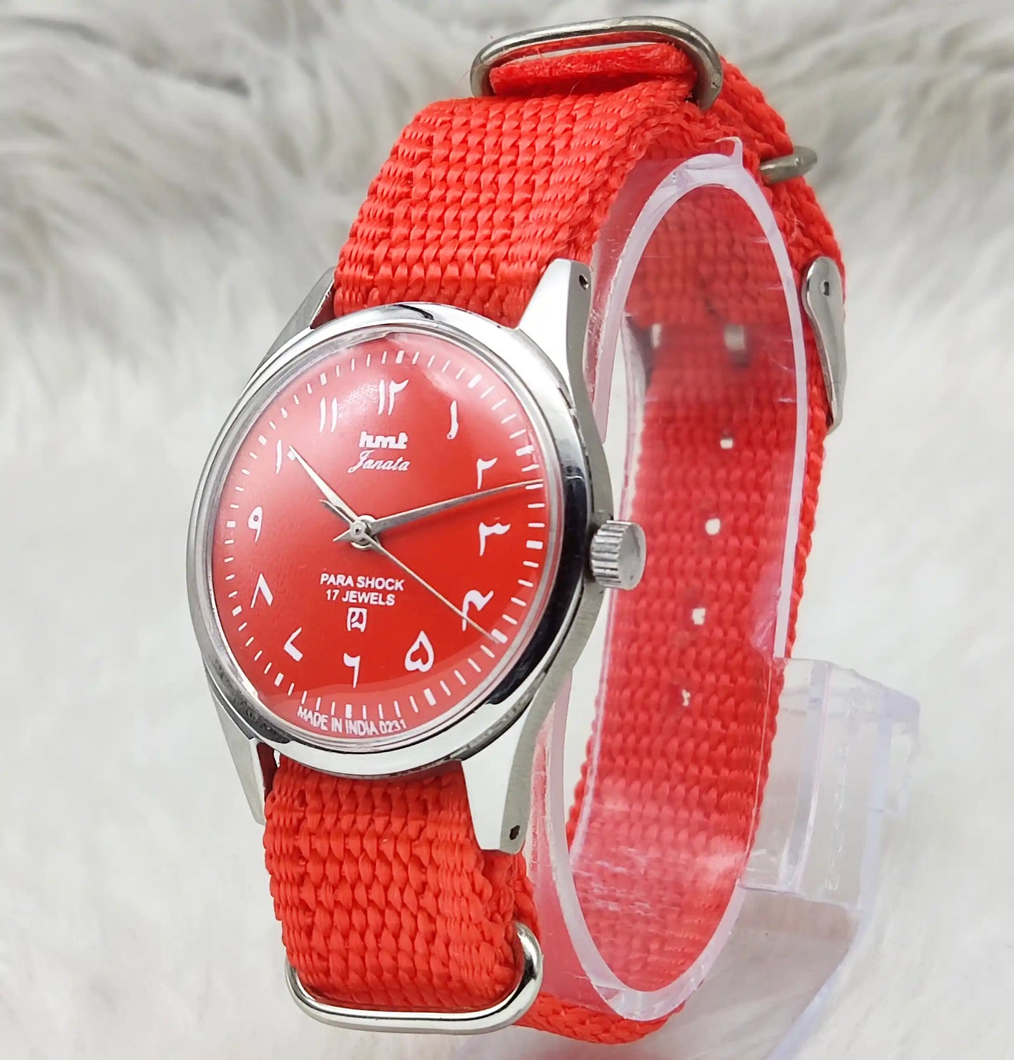 HMT Janata 17 Jewels Red Dial Arabic Font Handwinding Watch