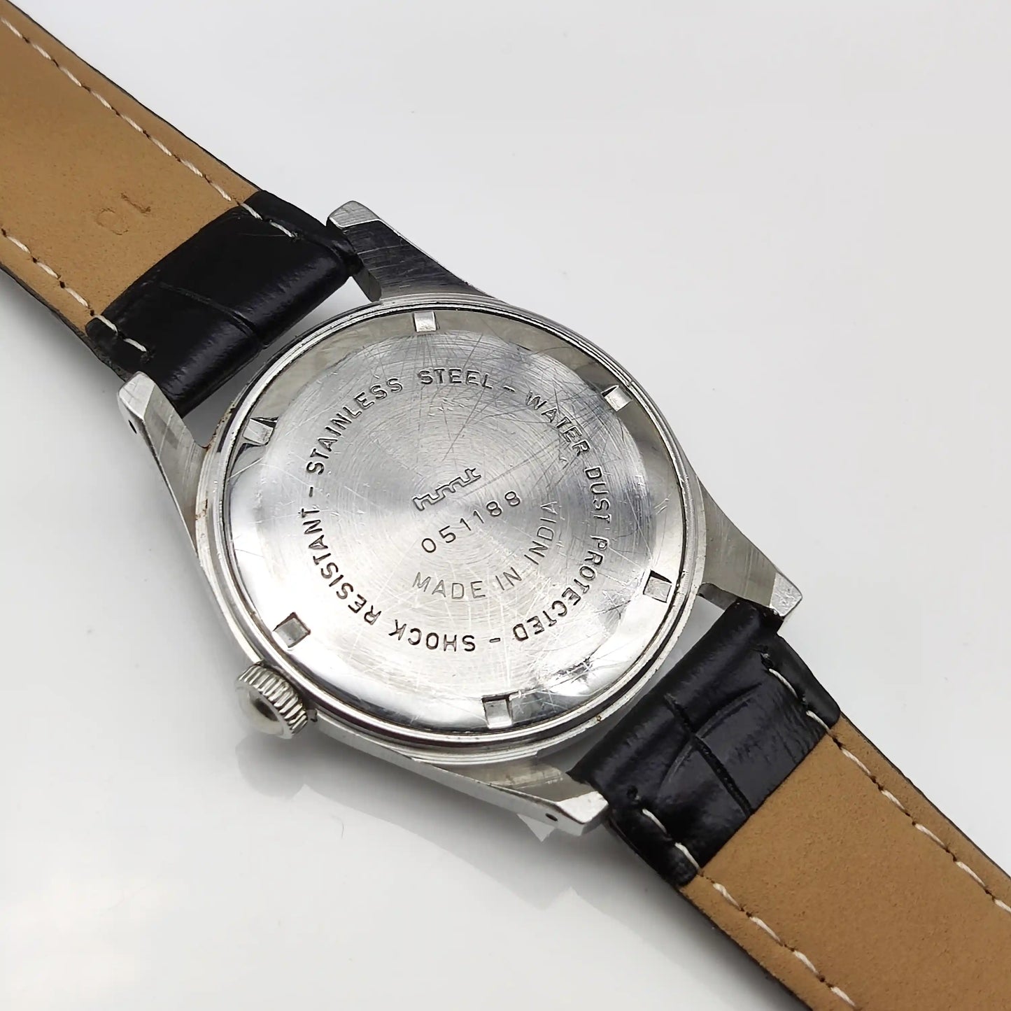 HMT Janata Stick Indices Blue Dial Watch - 17 Jewels, Men's Handwinding Watch