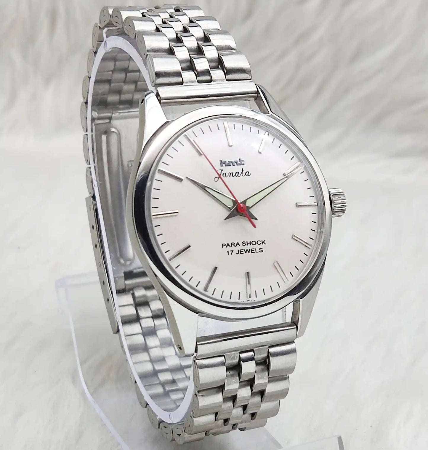 HMT Janata Stick Indices Para Shock 17 Jewels Gray Dial Watch - Timeless Elegance