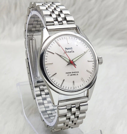 HMT Janata Stick Indices Para Shock 17 Jewels Gray Dial Watch - Timeless Elegance