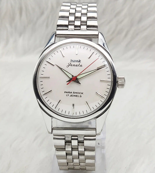 HMT Janata Stick Indices Para Shock 17 Jewels Gray Dial Watch - Timeless Elegance