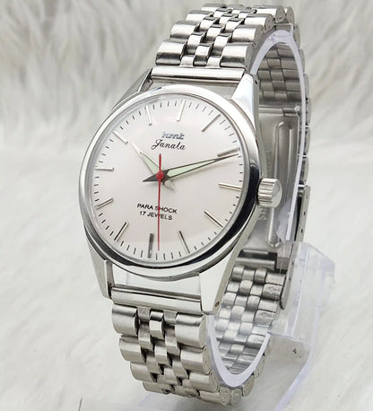 HMT Janata Stick Indices Para Shock 17 Jewels Gray Dial Watch - Timeless Elegance