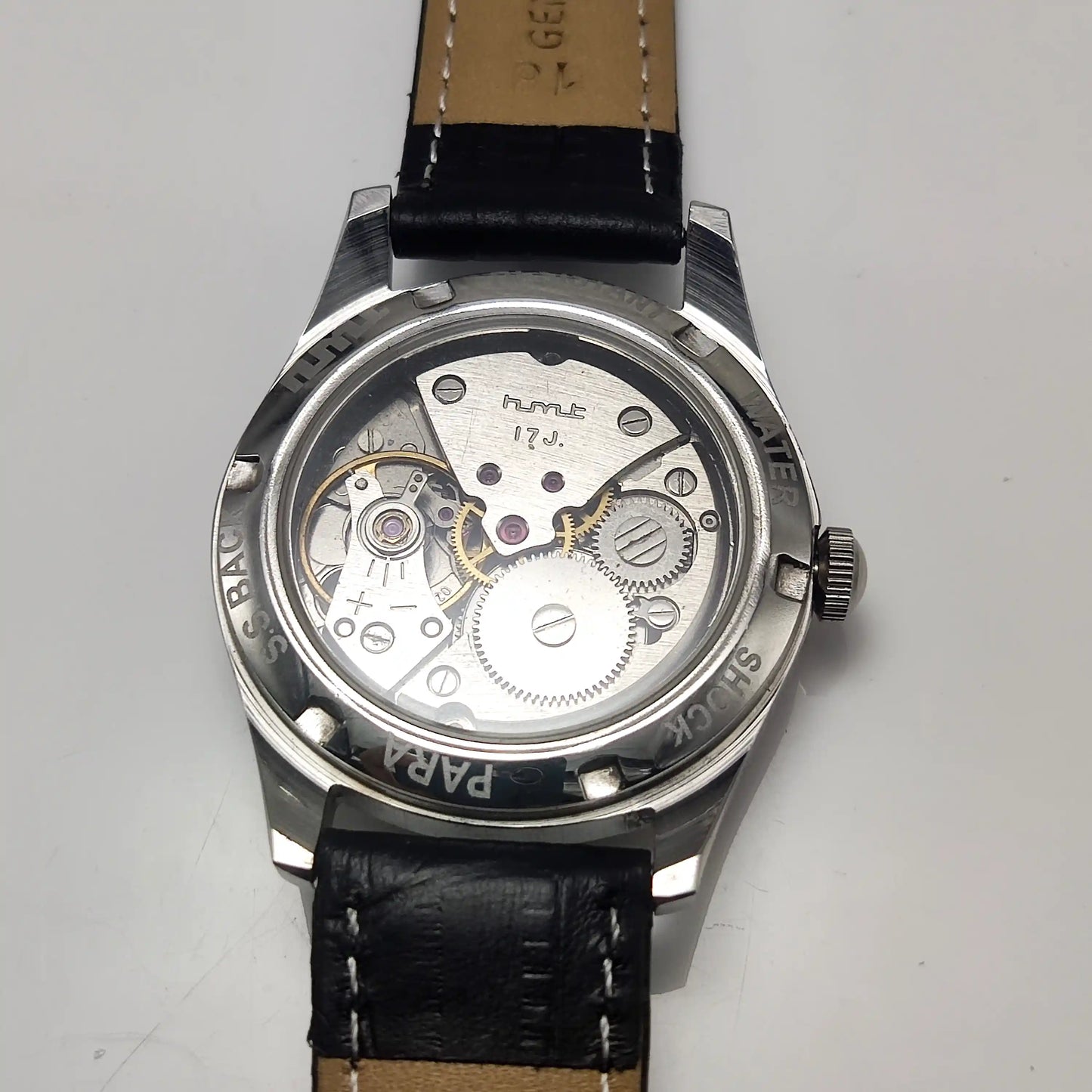 HMT Janata Sun Yellow English Numerals Handwinding Watch Transparent Back