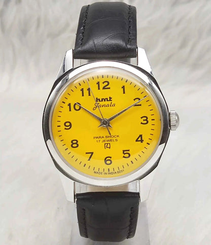 HMT Janata Sun Yellow English Numerals Handwinding Watch