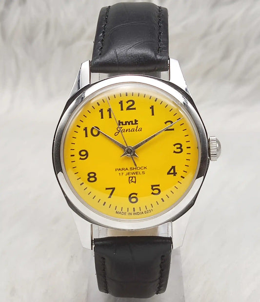 HMT Janata Sun Yellow English Numerals 17 Jewels Handwinding Watch