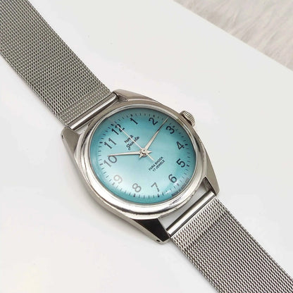 HMT Janata Tiffany Blue Dial English Numerals Para Shock 17 Jewels Watch