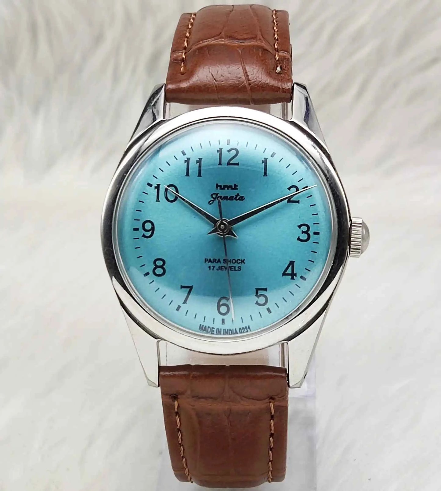 HMT Janata English Numerals 17 Jewels Men's Watch Tiffany Blue Dial