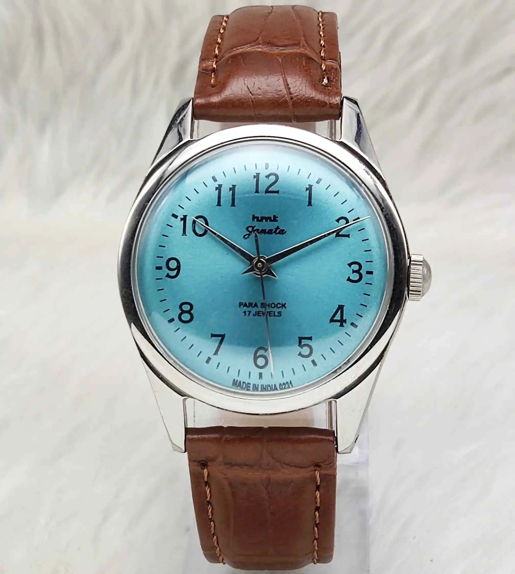 HMT Janata English Numerals 17 Jewels Men's Watch Tiffany Blue Dial