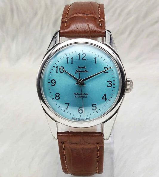 HMT Janata English Numerals 17 Jewels Men's Watch Tiffany Blue Dial