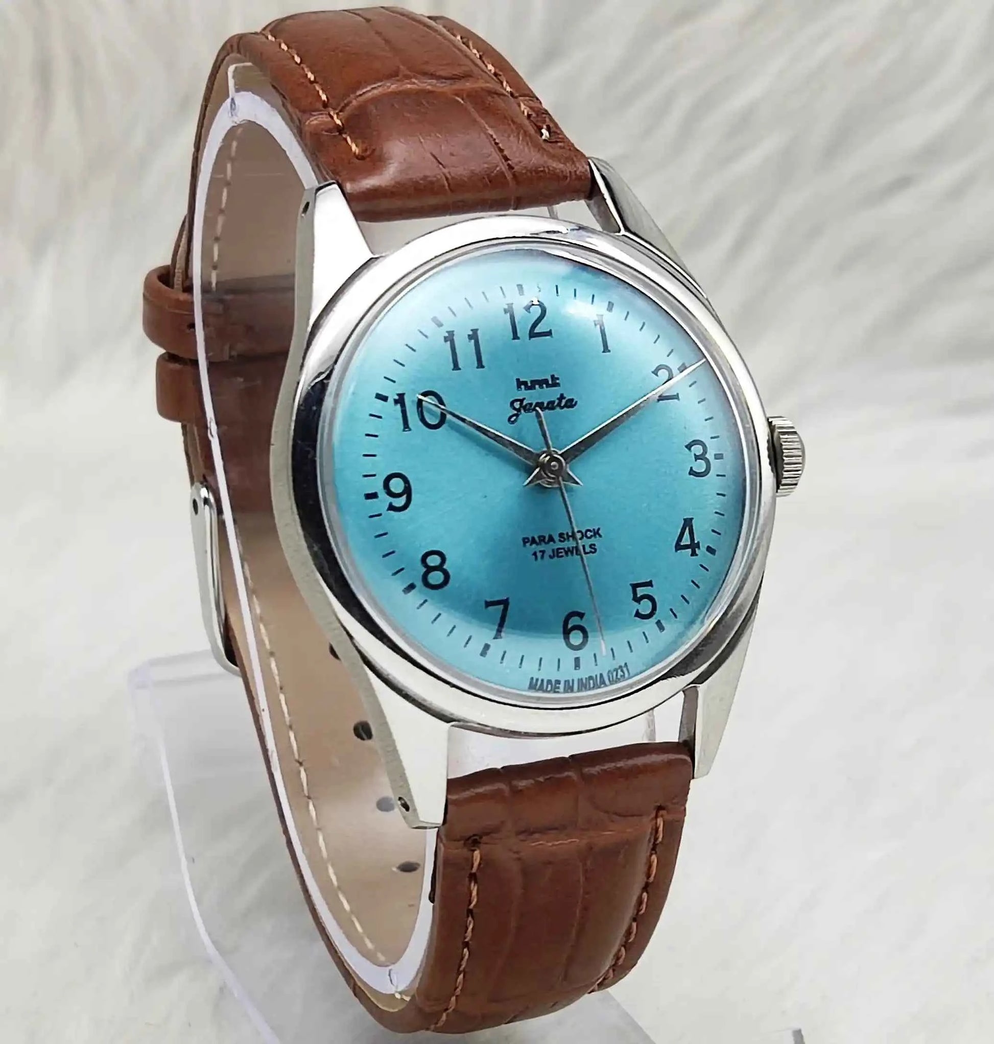 HMT Janata English Numerals 17 Jewels Men's Watch Tiffany Blue Dial