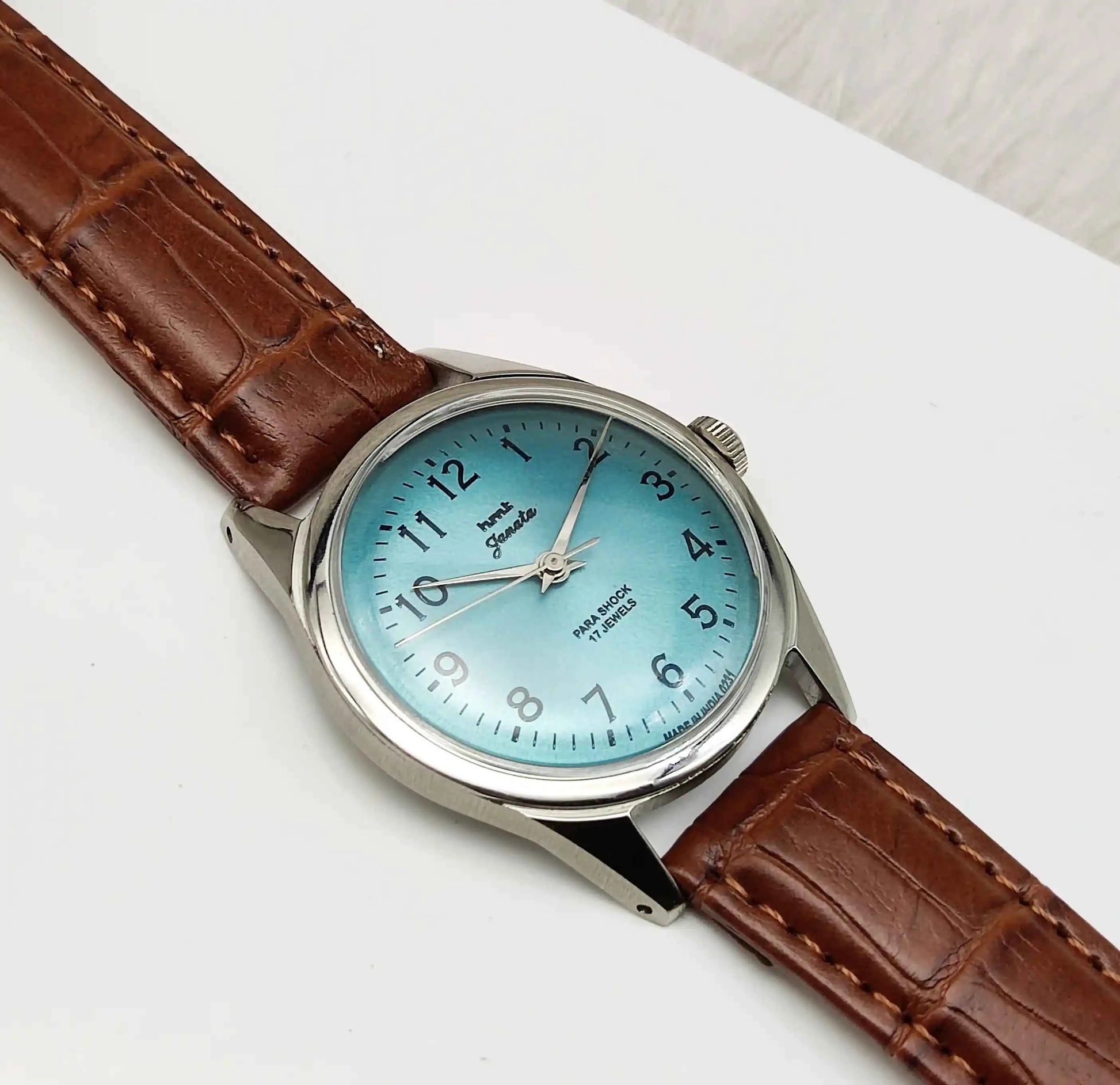 HMT Janata English Numerals 17 Jewels Men's Watch Tiffany Blue Dial
