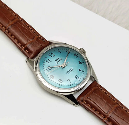 HMT Janata English Numerals 17 Jewels Men's Watch Tiffany Blue Dial