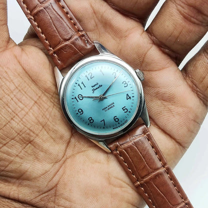 HMT Janata English Numerals 17 Jewels Men's Watch Tiffany Blue Dial