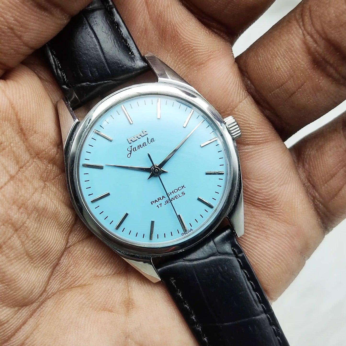 HMT Janata Tiffany Dial 17 Jewels Handwinding Stick Indices Watch