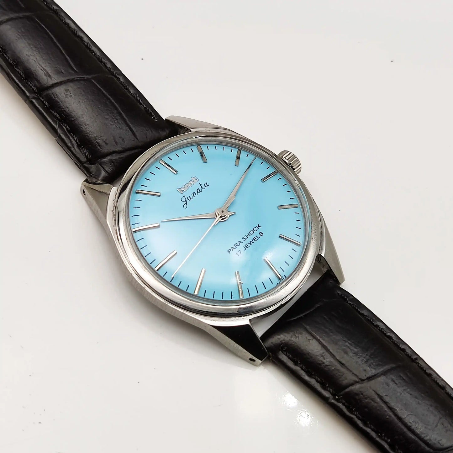 HMT Janata Tiffany Dial 17 Jewels Handwinding Stick Indices Watch