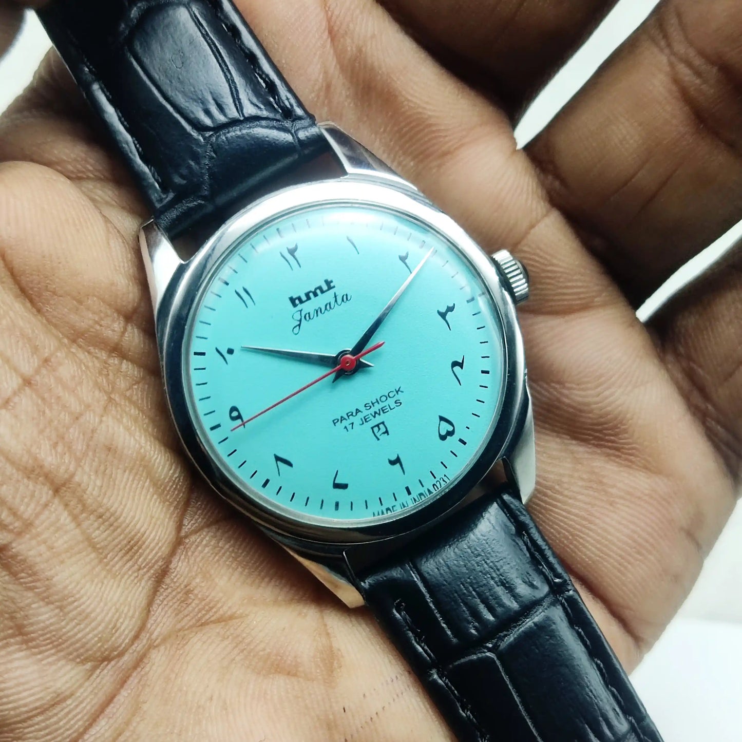 HMT Janata Turquoise Dial Arabic 17 Jewels Handwinding Men's Watch