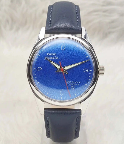 HMT Janata Handwinding Blue Dial 17 Jewels English Numerals Watch
