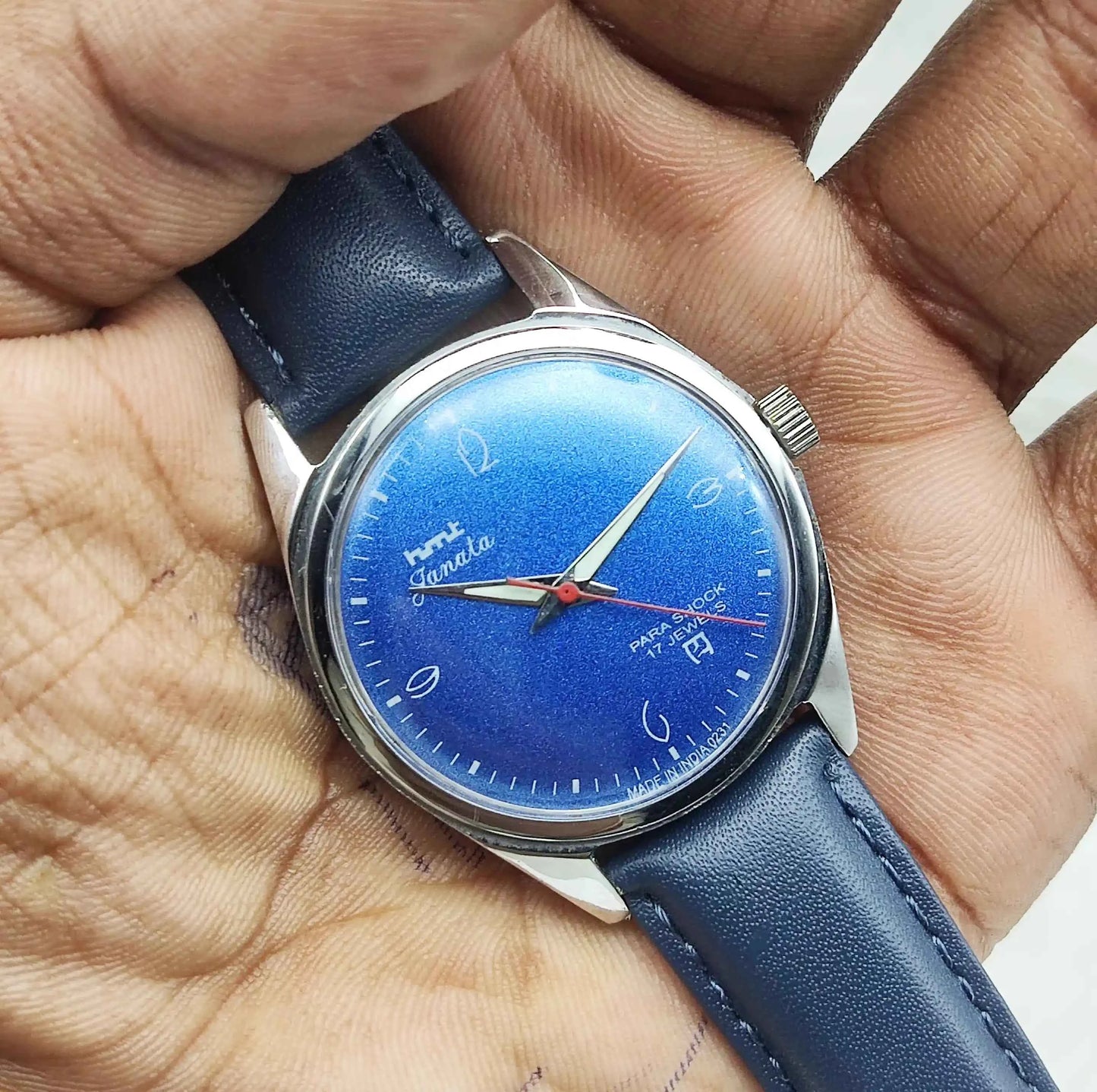 HMT Janata Handwinding Blue Dial 17 Jewels English Numerals Watch