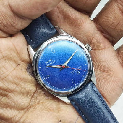 HMT Janata Handwinding Blue Dial 17 Jewels English Numerals Watch