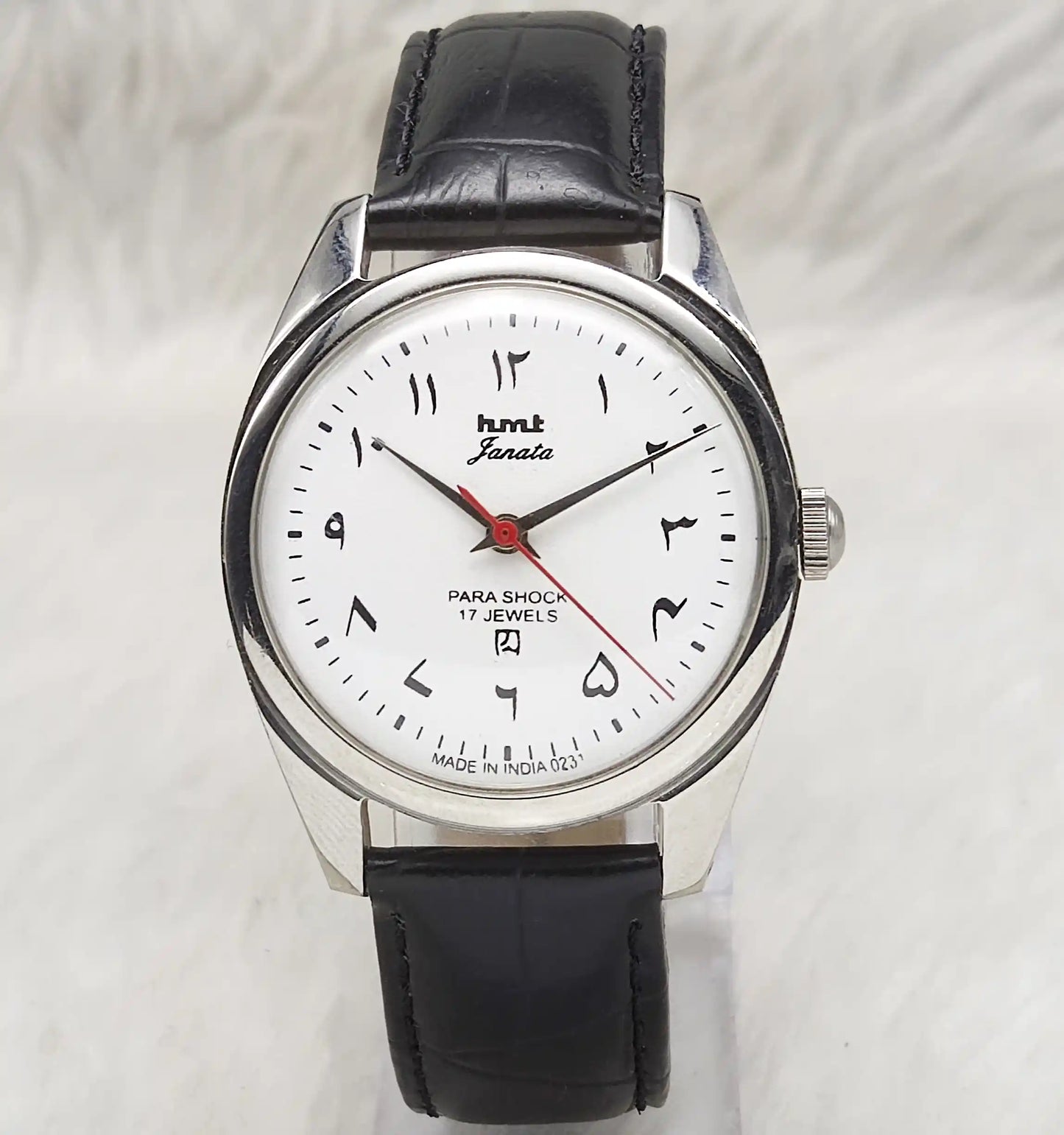 HMT Janata White Arabic Numerals 17 Jewels Handwinding Watch - Timeless Elegance