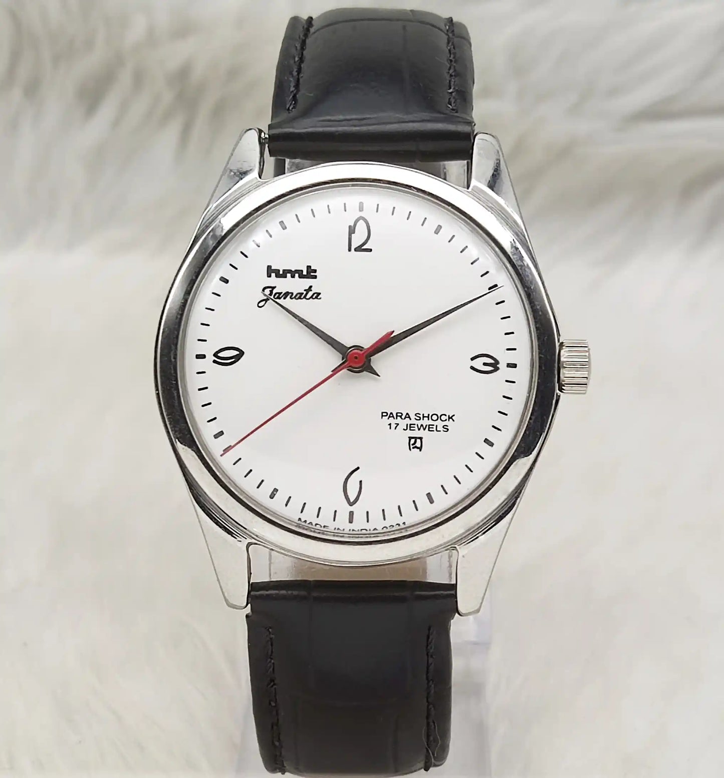 HMT Janata White Dial 17 Jewels Handwinding Watch English Font