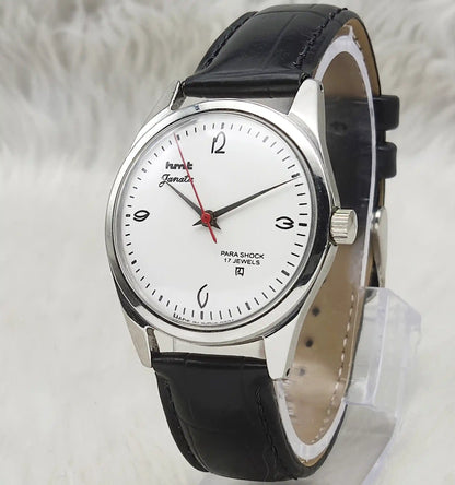 HMT Janata White Dial 17 Jewels Handwinding Watch English Font