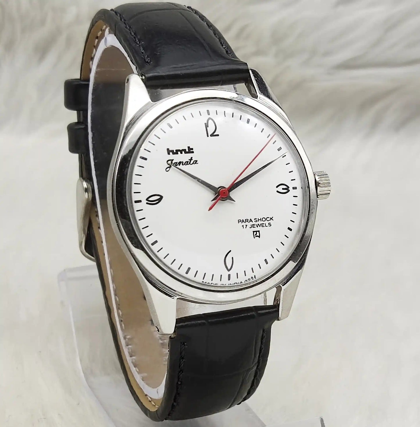 HMT Janata White Dial 17 Jewels Handwinding Watch English Font