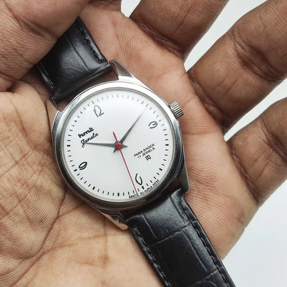 HMT Janata White Dial 17 Jewels Handwinding Watch English Font