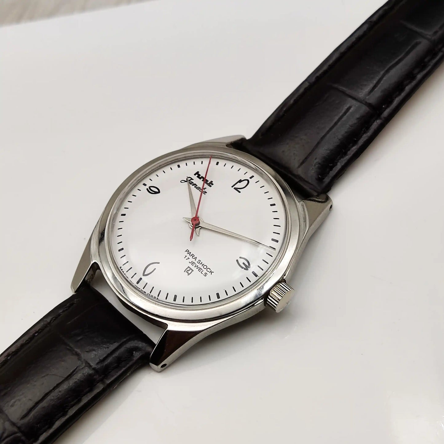 HMT Janata White Dial 17 Jewels Handwinding Watch English Font