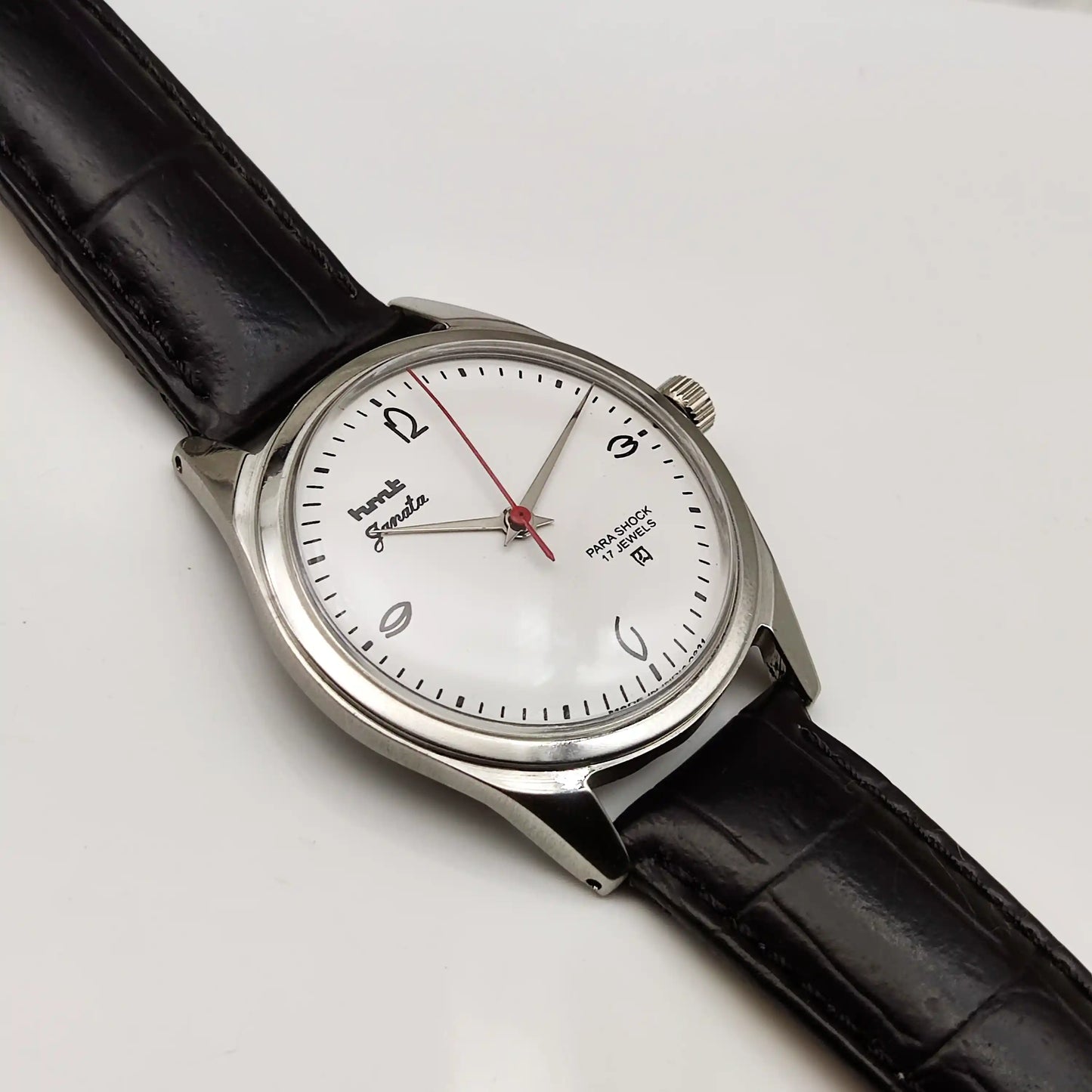 HMT Janata White Dial 17 Jewels Handwinding Watch English Font