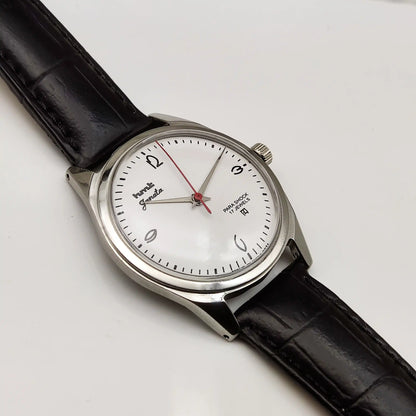 HMT Janata White Dial 17 Jewels Handwinding Watch English Font