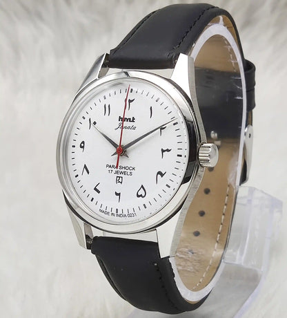 HMT Janata White Dial English Numerals Indices Handwinding Watch Transparent Back