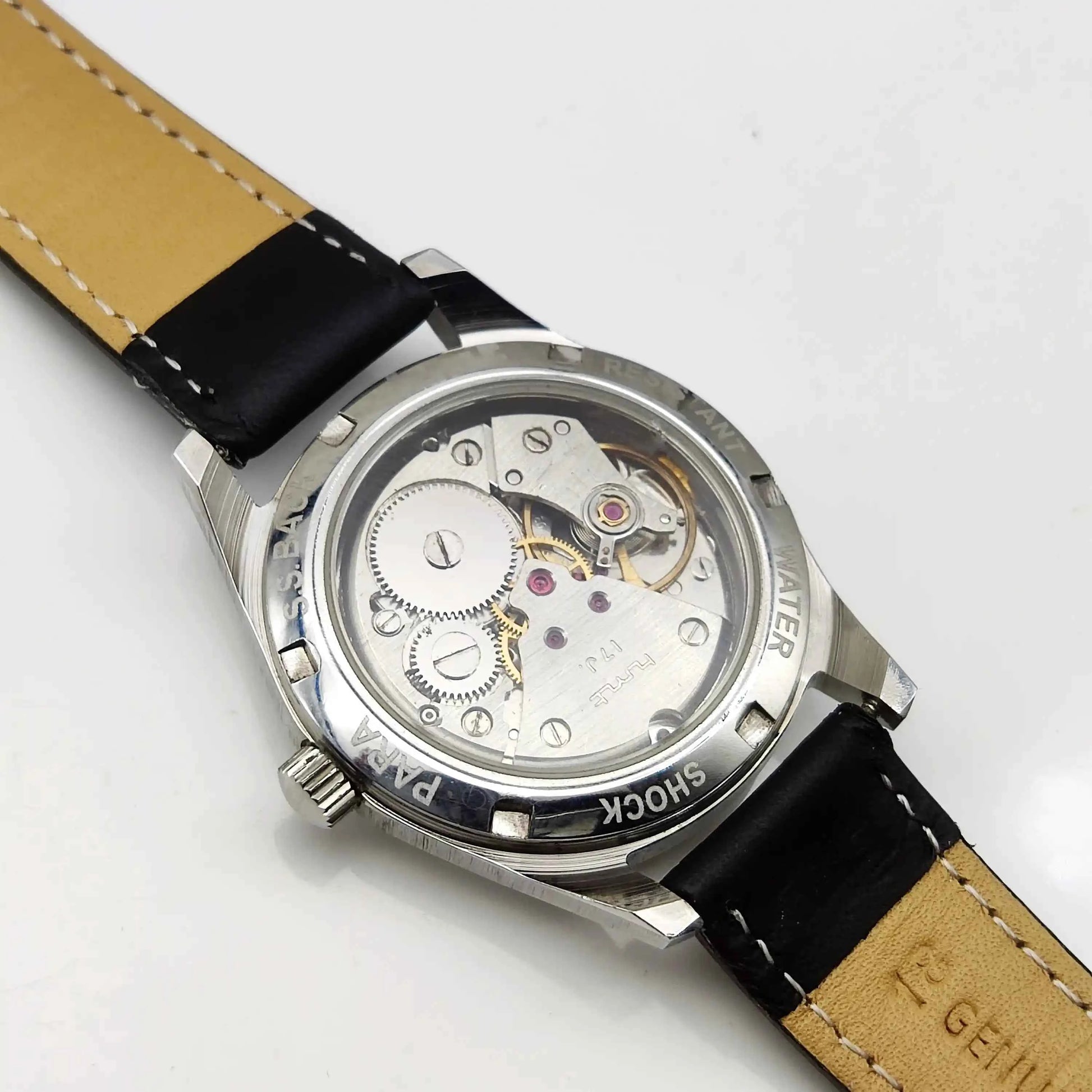 HMT Janata White Dial English Numerals Indices Handwinding Watch Transparent Back