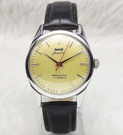 HMT Janata Yellowish Dial Stick indices 17 Jewels Handwinding Men's Watch