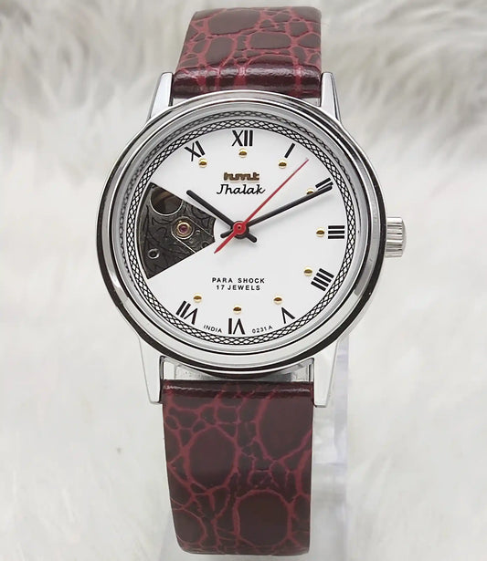 HMT Jhalak Skeleton Watch with White Dial and 17 Jewels