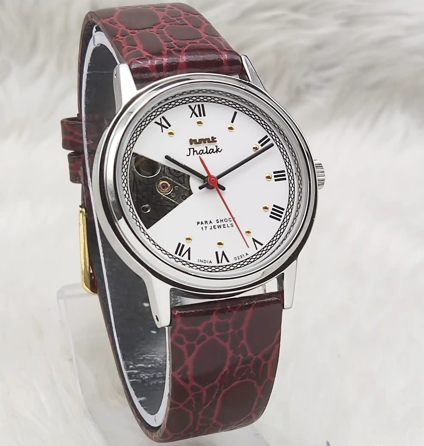 HMT Jhalak White Dial 17 Jewels Skeleton Dial Watch