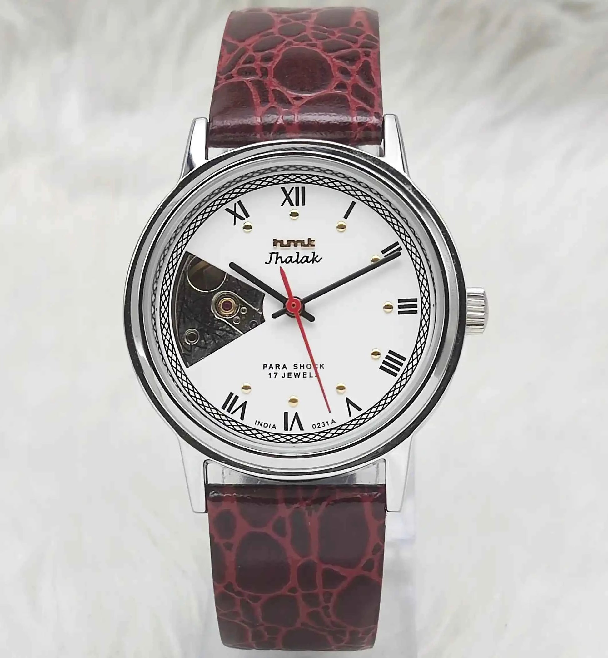 HMT Jhalak Skeleton Watch with White Dial Mechanical Handwinding Watch