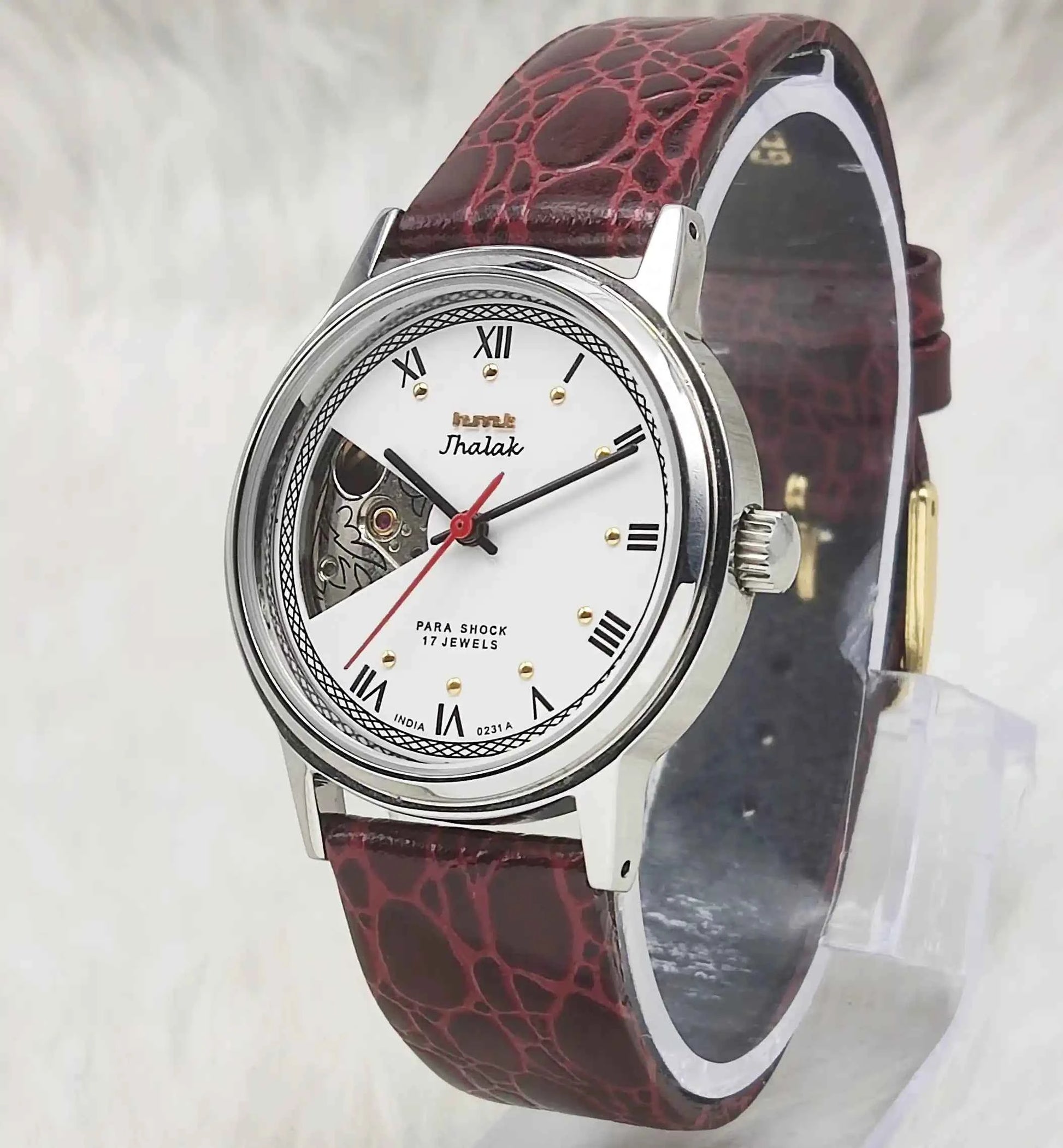 HMT Jhalak Skeleton Watch with White Dial Mechanical Handwinding Watch