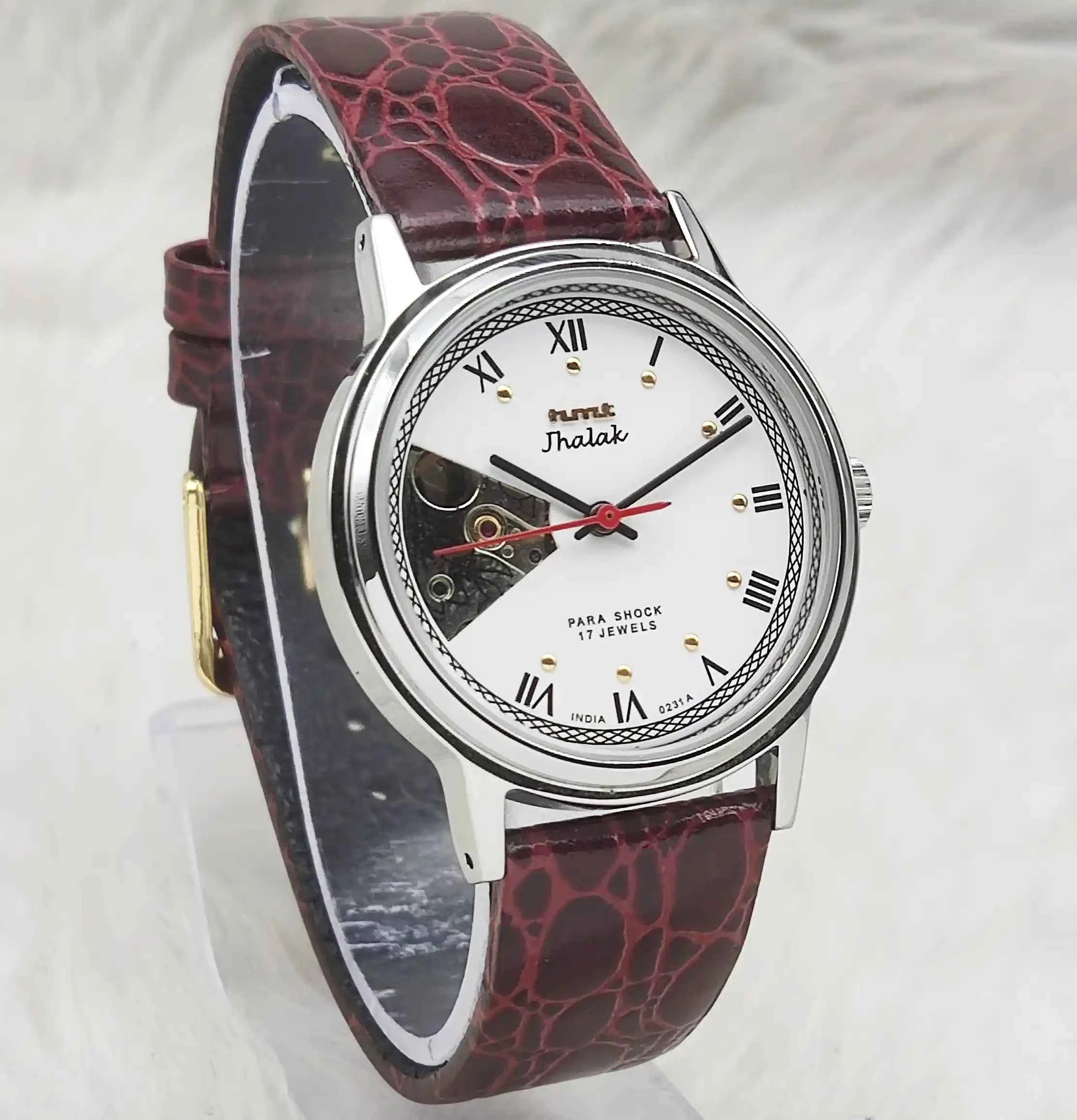 HMT Jhalak Skeleton Watch with White Dial Mechanical Handwinding Watch