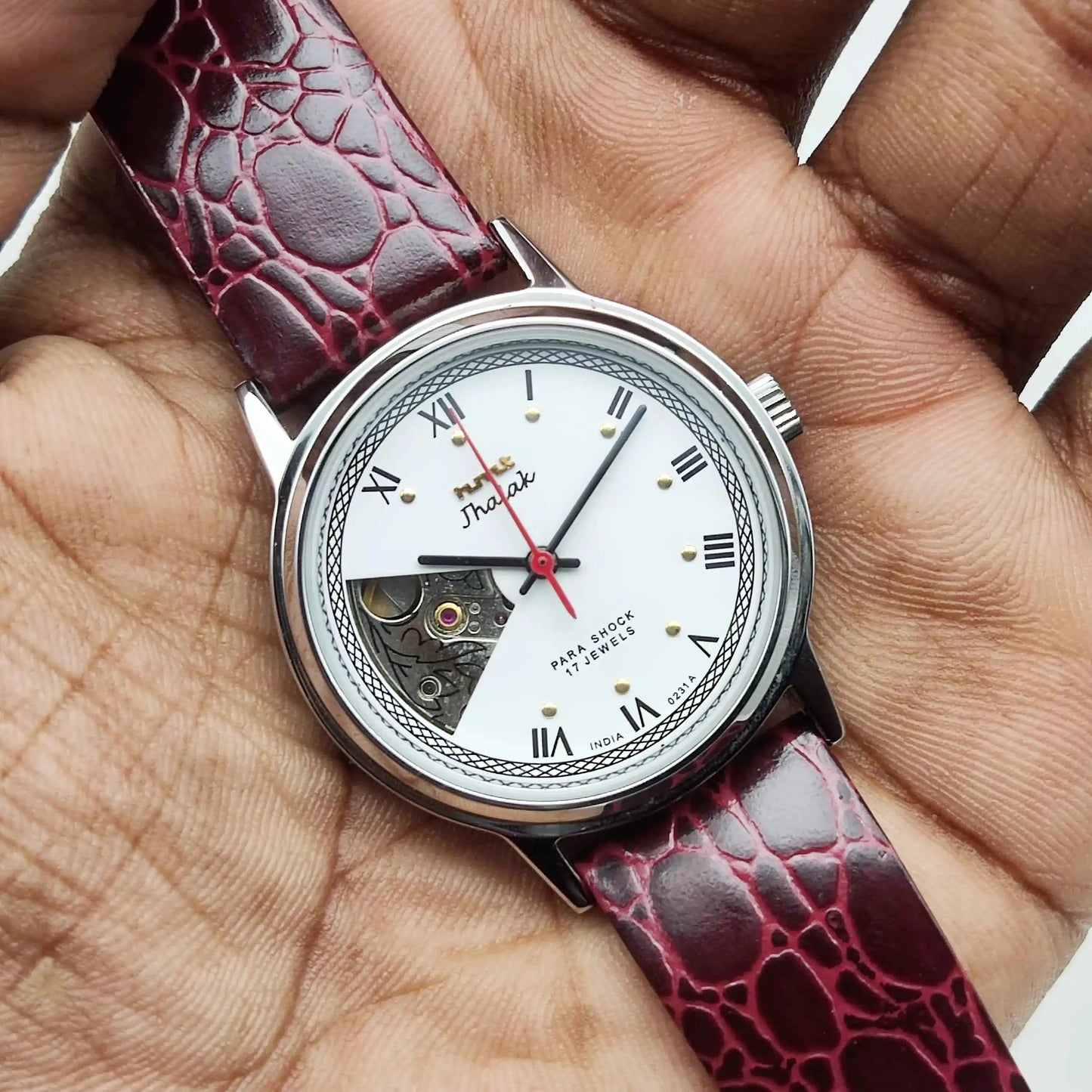 HMT Jhalak Skeleton Watch with White Dial Mechanical Handwinding Watch