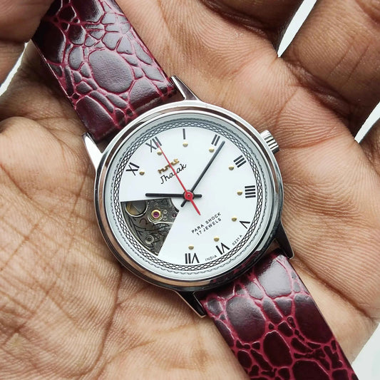 HMT Jhalak Skeleton Watch with White Dial Mechanical Handwinding Watch