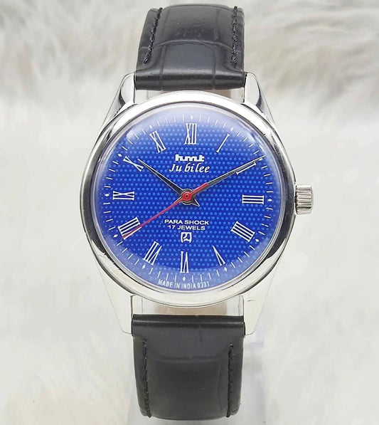 HMT Jubilee 17 Jewels Blue Dial Roman Numerals Handwinding Watch