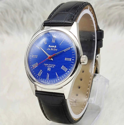HMT Jubilee 17 Jewels Blue Dial Roman Numerals Handwinding Watch