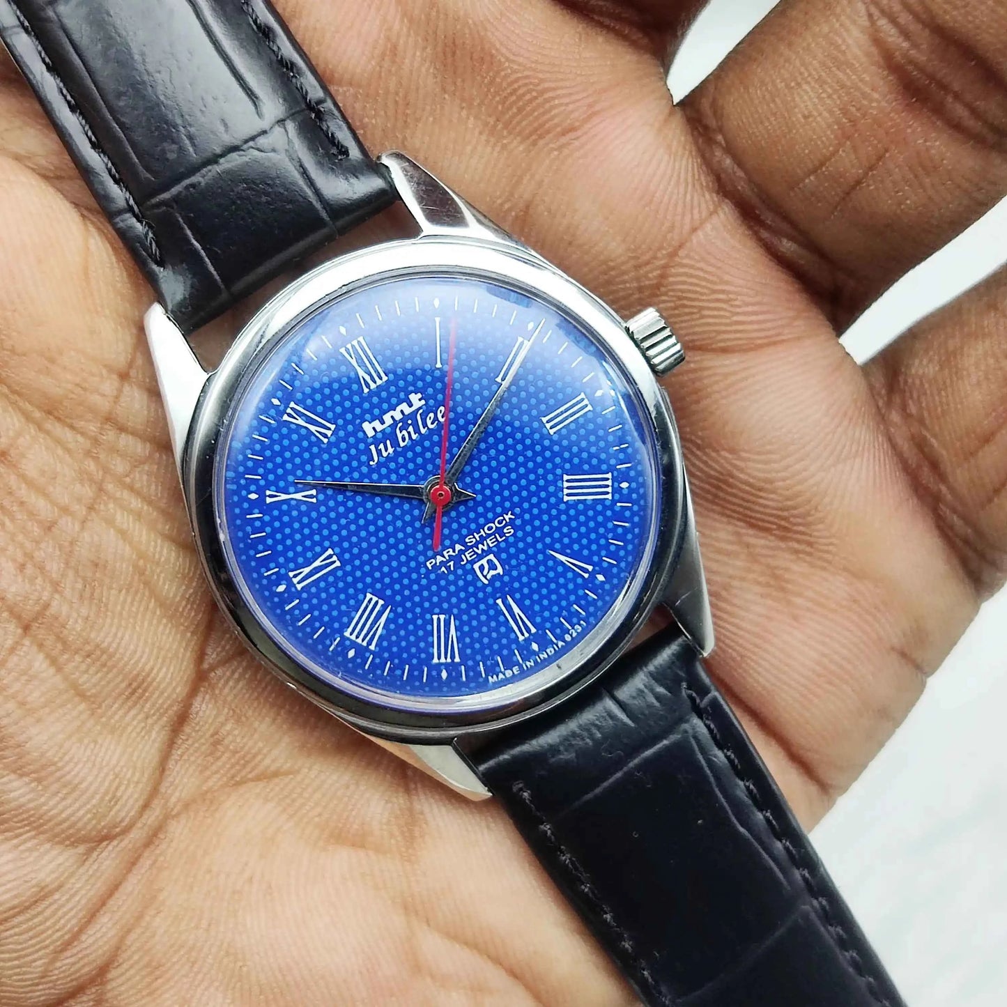 HMT Jubilee 17 Jewels Blue Dial Roman Numerals Handwinding Watch