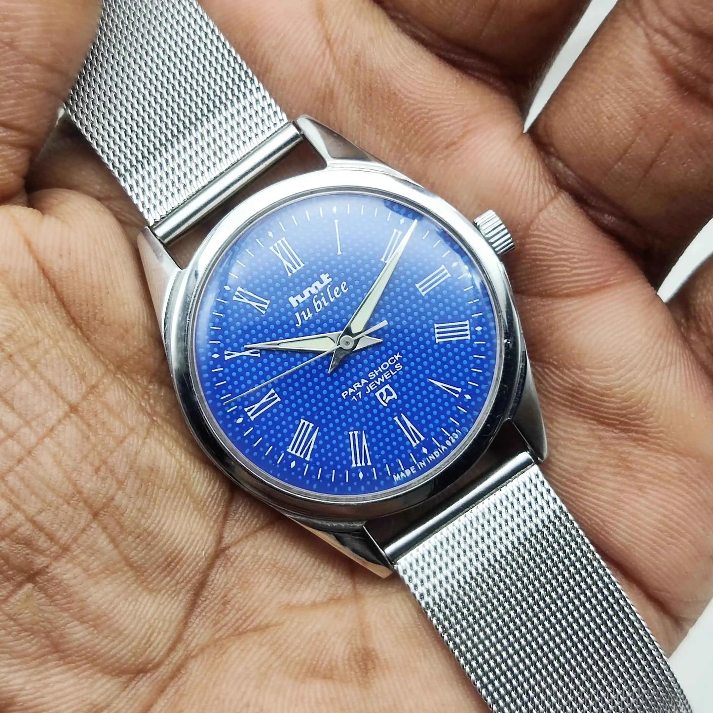 HMT Jubilee 17 Jewels Blue Dial Handwinding Watch